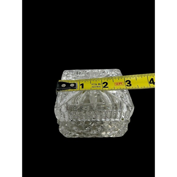 Small Vintage Clear Lead Crystal Beautiful Square Trinket - Picture 7 of 7